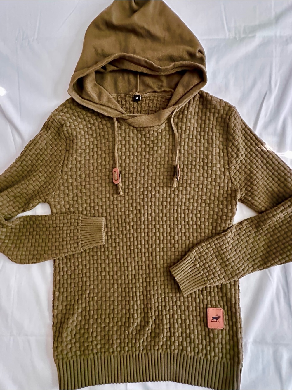 Men's Knit Hoodie Sweater M casual preppy Ivy League western Ranch Y2K